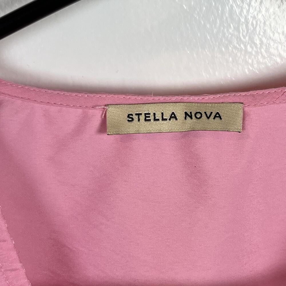 Stella Nova Pippi Blouse Pink Barbiecore Shiny Nylon Balloon Sleeve Sz 36 Small - Picture 9 of 9